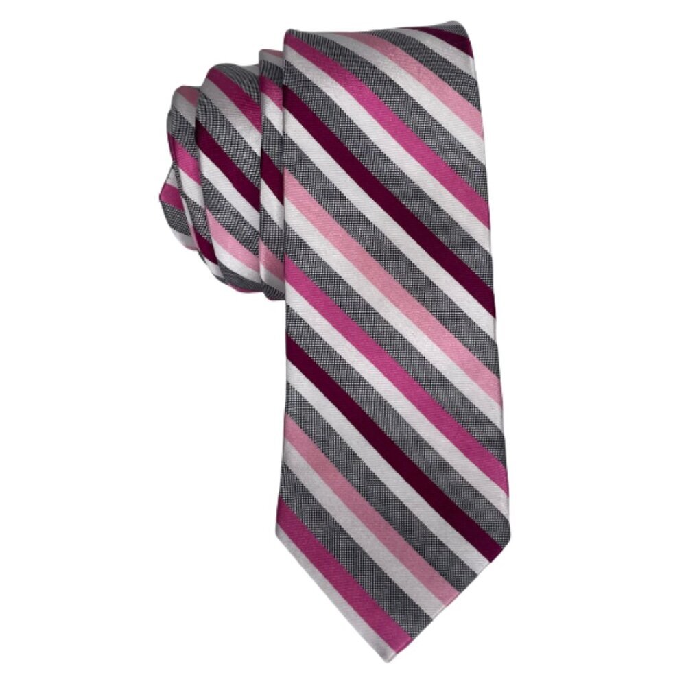 Express Y2K Indie Sleaze Striped Tie Pink Magenta Grey Microtexture Silk